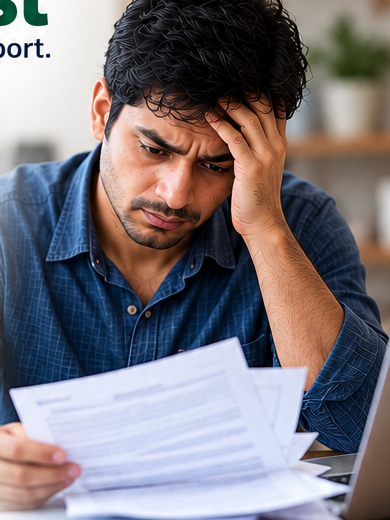 Borrower reviewing loan paperwork